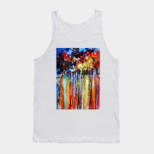 Red umbrellas at night Tank Top